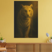 Majestic White Tiger – Fine Art Golden Portrait Canvas Afdruk (Insitu (Woonkamer))