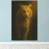 Majestic White Tiger – Fine Art Golden Portrait Canvas Afdruk (Insitu (Houten vloer))