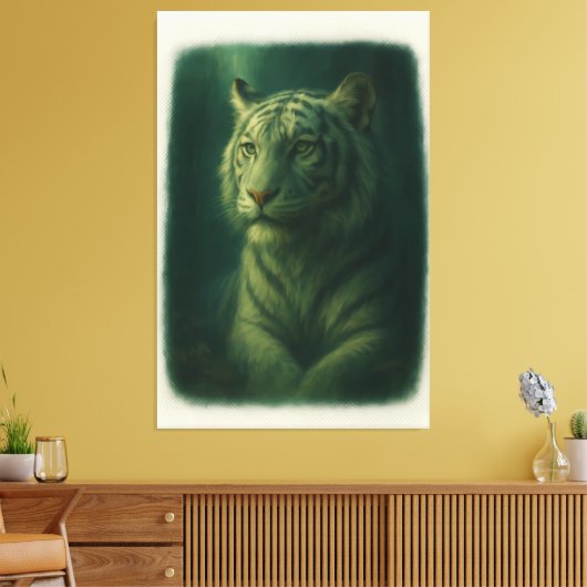 Majestic White Tiger – Fine Art Portrait Canvas Afdruk (Insitu (Woonkamer))