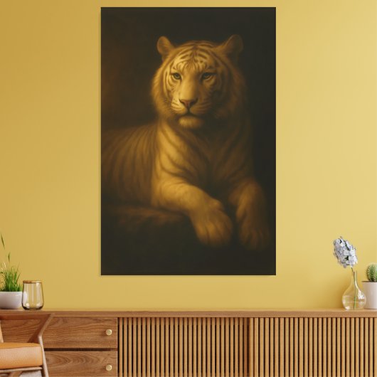 Majestic White Tiger – Fine Art Premium Canvas (Insitu (Woonkamer))