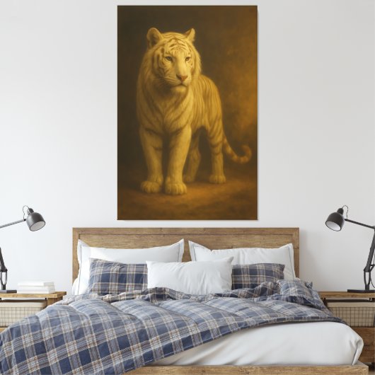 Majestic White Tiger – Fine Art Premium Canvas (Insitu (Slaapkamer))