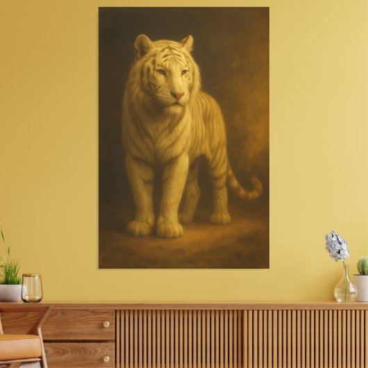 Majestic White Tiger – Fine Art Premium Canvas (Insitu (Woonkamer))