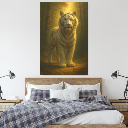 Majestic White Tiger – Fine Art Premium Canvas (Insitu (Slaapkamer))