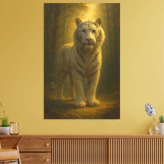 Majestic White Tiger – Fine Art Premium Canvas (Insitu (Woonkamer))
