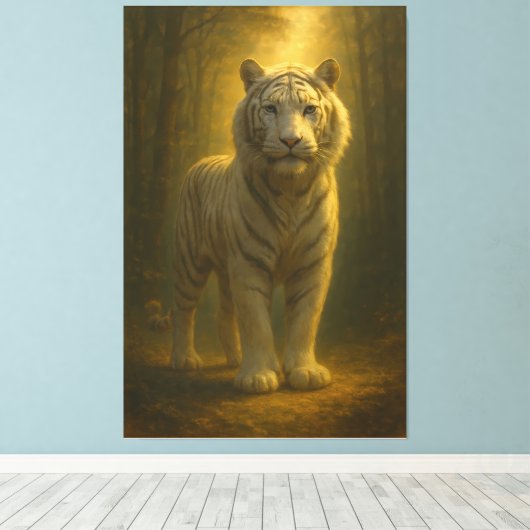 Majestic White Tiger – Fine Art Premium Canvas (Insitu (Houten vloer))