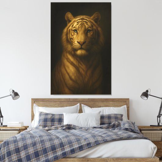 Majestic White Tiger – Fine Art Premium Canvas Afdruk (Insitu (Slaapkamer))