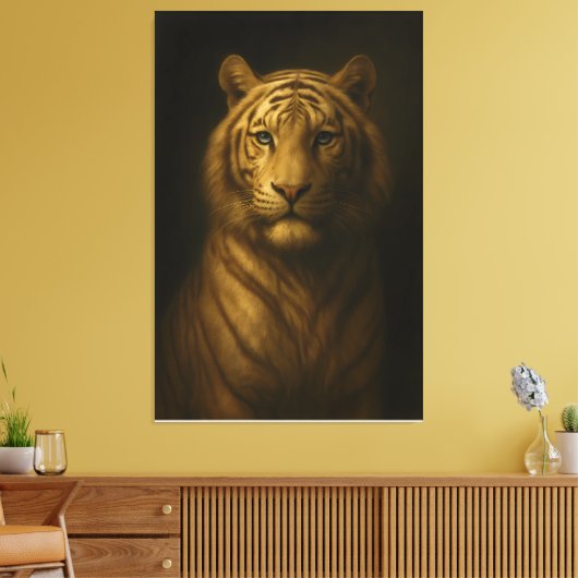 Majestic White Tiger – Fine Art Premium Canvas Afdruk (Insitu (Woonkamer))