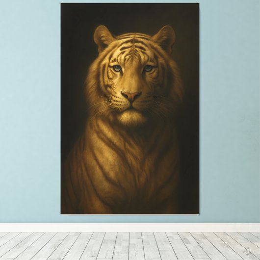 Majestic White Tiger – Fine Art Premium Canvas Afdruk (Insitu (Houten vloer))