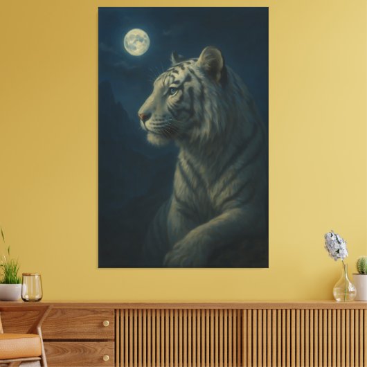 Majestic White Tiger – Fine Art Wall Print (Insitu (Woonkamer))