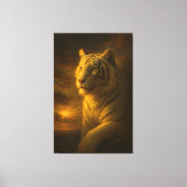 Majestic White Tiger in Golden Light Canvas Afdruk (Voorkant)