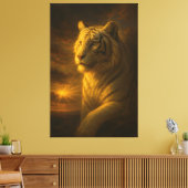Majestic White Tiger in Golden Light Canvas Afdruk (Insitu (Woonkamer))