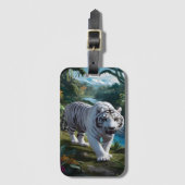Majestic White Tiger in Lush Jungle Bagagelabel (Voorkant (verticaal))