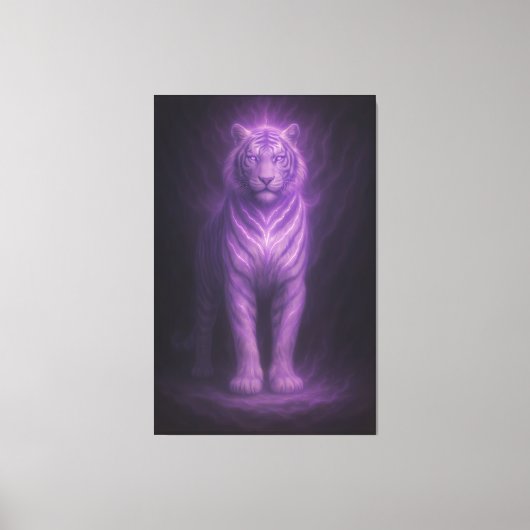 Majestic White Tiger of Purple Lightning Canvas Afdruk (Voorkant)