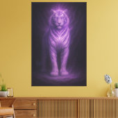 Majestic White Tiger of Purple Lightning Canvas Afdruk (Insitu (Woonkamer))