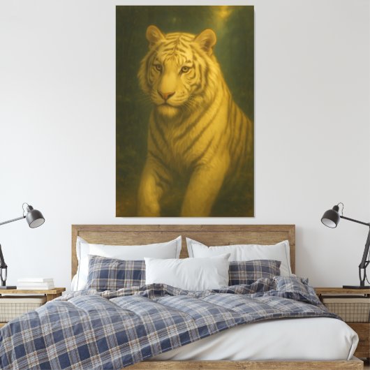  Majestic White Tiger Portrait • Fine Art Animal P Canvas Afdruk (Insitu (Slaapkamer))