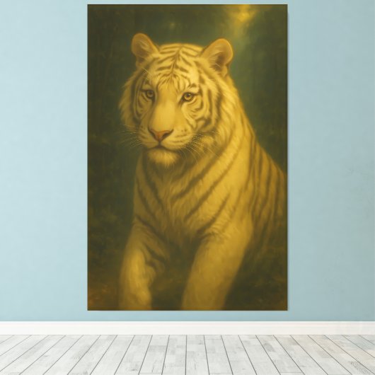  Majestic White Tiger Portrait • Fine Art Animal P Canvas Afdruk (Insitu (Houten vloer))