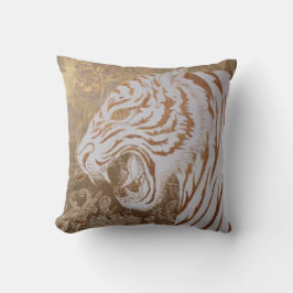 Majestic White Tiger Throw Pillow – Baroque Luxury Kussen