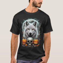 Majestic White Wolf T-shirt - Moonlit Mystique Des