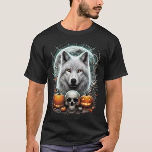 Majestic White Wolf T-shirt - Moonlit Mystique Des (Voorkant)