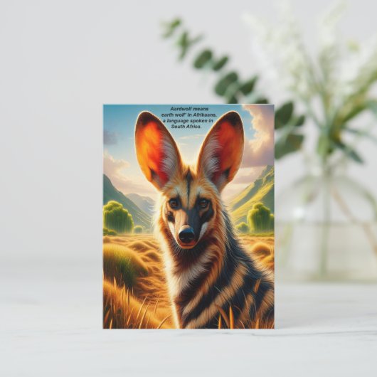 Majestic Wild Aardwolf Zwerven op het veld Briefkaart (Staand voorkant)