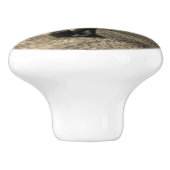 Majestic Wild Bull Elephant in Sepia Keramische Knop (Zijkant)