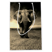 Majestic Wild Bull Elephant in Sepia Medium Cadeauzakje (Voorkant)