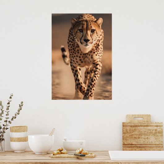 Majestic Wild Cheetah Running Photo Poster (Keuken)