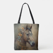Majestic Wilde Paard met Kleurrijke Manen Tote Bag (Achterkant)