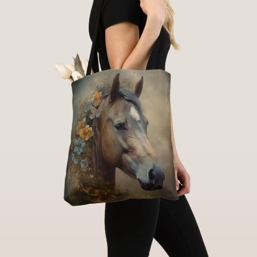 Majestic Wilde Paard met Kleurrijke Manen Tote Bag (Dichtbij)