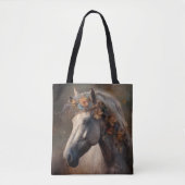 Majestic Wilde Paard met Kleurrijke Manen Tote Bag (Voorkant)