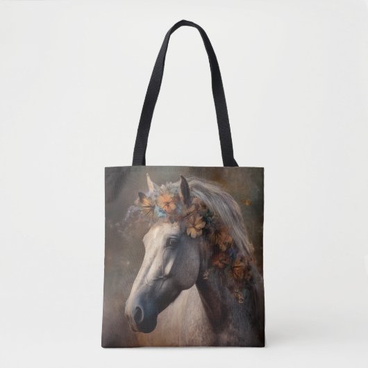 Majestic Wilde Paard met Kleurrijke Manen Tote Bag (Voorkant)