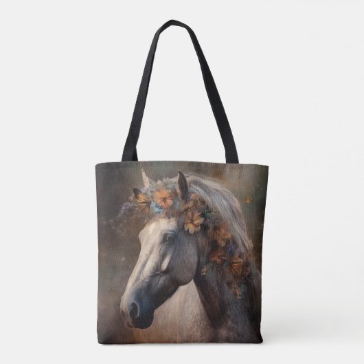 Majestic Wilde Paard met Kleurrijke Manen Tote Bag (Achterkant)