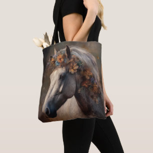Majestic Wilde Paard met Kleurrijke Manen Tote Bag