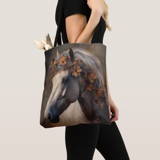 Majestic Wilde Paard met Kleurrijke Manen Tote Bag (Dichtbij)