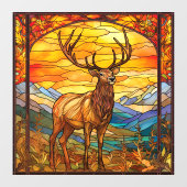 Majestic Wilderness Forest Elk Faux Glas in lood Raamsticker (Vel)