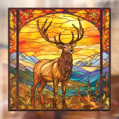 Majestic Wilderness Forest Elk Faux Glas in lood Raamsticker (Vel 2)