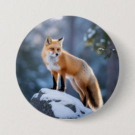 Majestic Winter Fox Fotografie Ronde Button 7,6 Cm