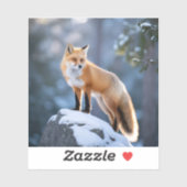 Majestic Winter Fox Fotografie Sticker (Vel)