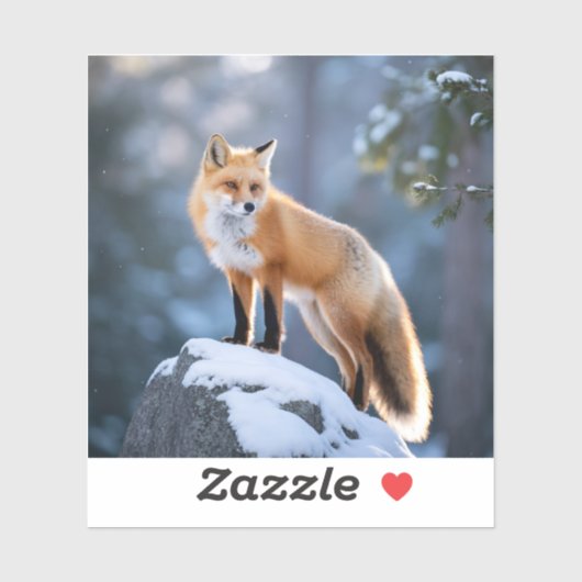 Majestic Winter Fox Fotografie Sticker (Vel)