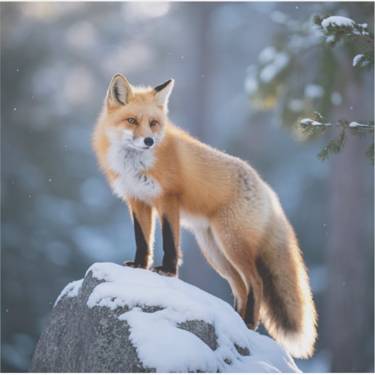 Majestic Winter Fox Fotografie Sticker (Voorkant)