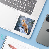 Majestic Winter Fox Fotografie Sticker (Laptop met iPhone)