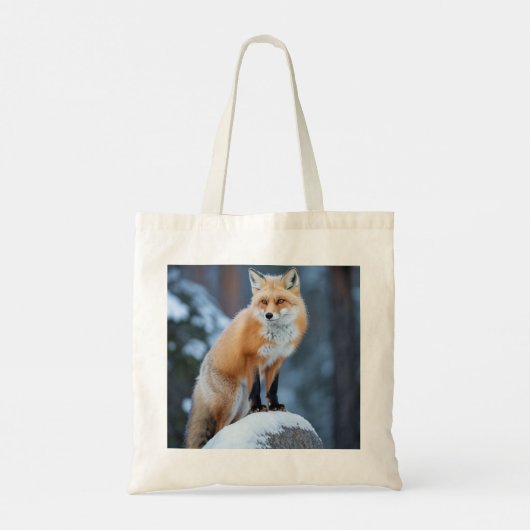Majestic Winter Fox Fotografie Tote Bag (Achterkant)