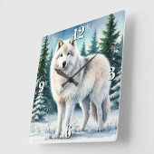 Majestic Winter Wolf Vierkante Klok (Hoek)