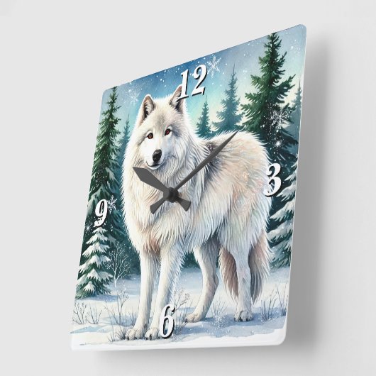 Majestic Winter Wolf Vierkante Klok (Hoek)