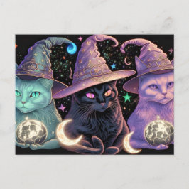 Majestic Witchy Cats Illustratie Briefkaart