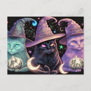 Majestic Witchy Cats Illustratie Briefkaart