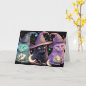 Majestic Witchy Cats Illustratie Kaart (Gele Bloem)