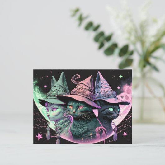 Majestic Witchy Kitty Katten Briefkaart (Staand voorkant)