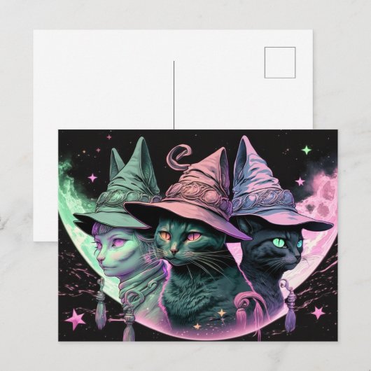Majestic Witchy Kitty Katten Briefkaart (Voorkant / Achterkant)