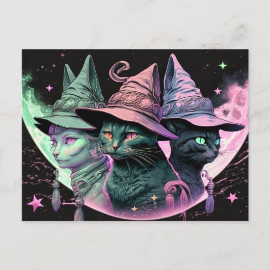 Majestic Witchy Kitty Katten Briefkaart (Voorkant)